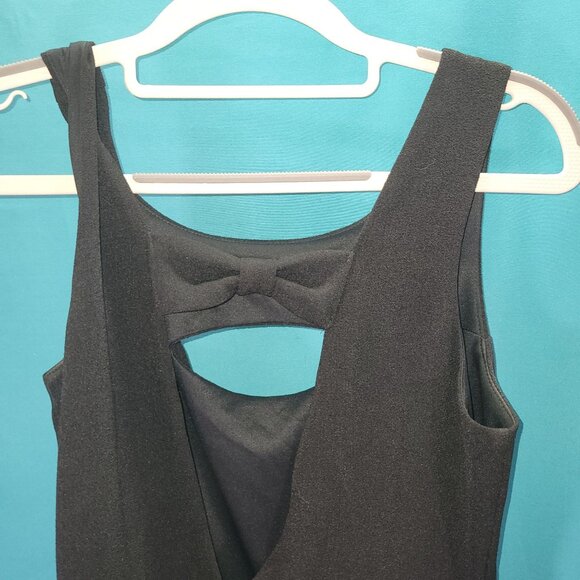 Black Sleeveless Dress With Lace Hem & Bow Back Design By Pink Owl Size S - Picture 7 of 15